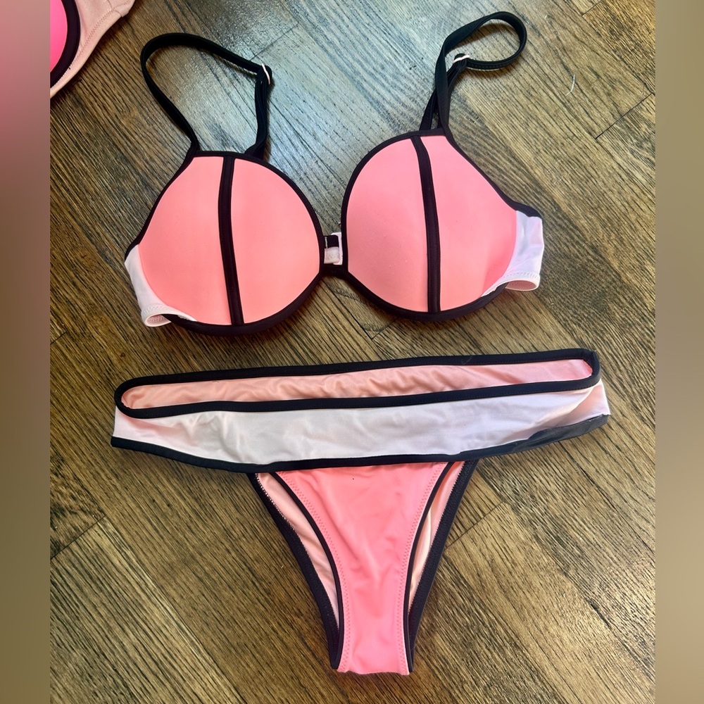 Victoria's Secret Pink and Black Sporty Bikini Set